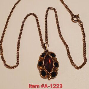 1 Gold Necklace with ruby & gem stones, item #  A -1223, wt. 8 grams .